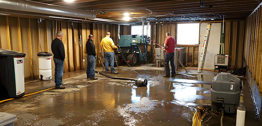 Cleaning Sewage From Basement Floor in Raymore