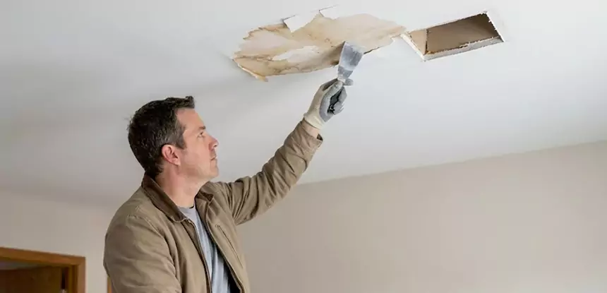 Ceiling Water Stain and Drywall Repair in Raymore